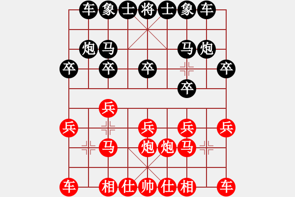 象棋棋谱图片：千支针[红] -VS- 饭否学棋[黑] - 步数：10 