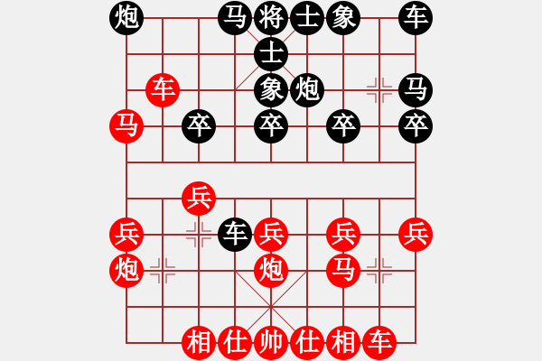 象棋棋譜圖片：中炮對反宮馬（紅勝） - 步數(shù)：20 