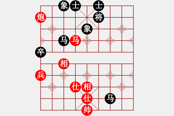 象棋棋譜圖片：中炮過(guò)河車互進(jìn)七兵對(duì)屏風(fēng)馬飛象 黑炮2進(jìn)1 紅橫車 progress(8段)-和-三星拱照(6段) - 步數(shù)：140 