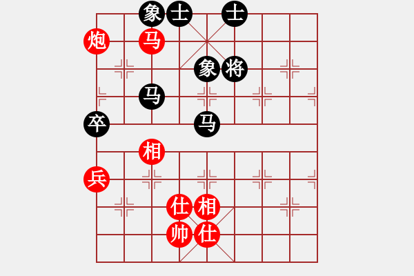 象棋棋譜圖片：中炮過(guò)河車互進(jìn)七兵對(duì)屏風(fēng)馬飛象 黑炮2進(jìn)1 紅橫車 progress(8段)-和-三星拱照(6段) - 步數(shù)：150 