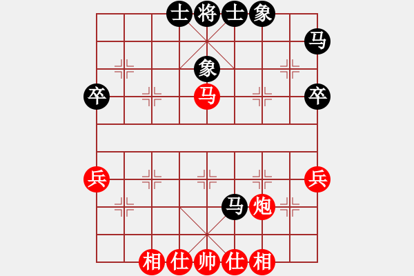 象棋棋譜圖片：中炮過(guò)河車互進(jìn)七兵對(duì)屏風(fēng)馬飛象 黑炮2進(jìn)1 紅橫車 progress(8段)-和-三星拱照(6段) - 步數(shù)：60 