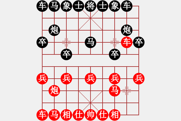 象棋棋譜圖片：中炮過(guò)河車(chē)對(duì)屏風(fēng)馬之黑搶先兩頭蛇 - 步數(shù)：10 