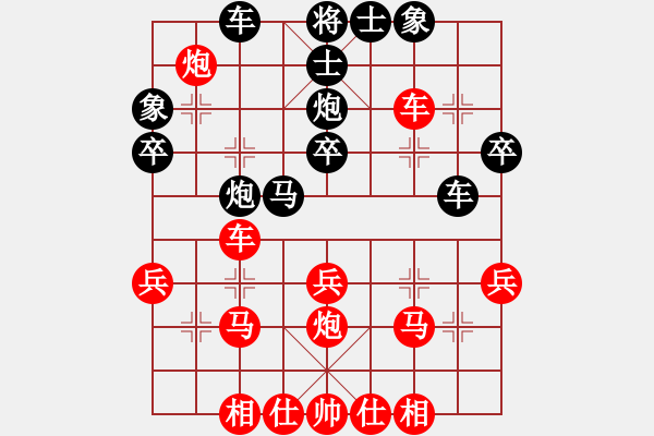 象棋棋譜圖片：葬心紅勝13807605072【順炮橫車對緩開車】 - 步數(shù)：33 