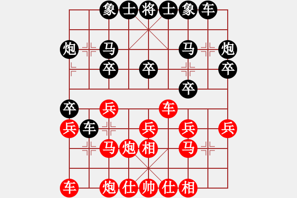 象棋棋譜圖片：2022.2.5.3中級(jí)場(chǎng)后勝過宮炮對(duì)進(jìn)7卒 - 步數(shù)：20 