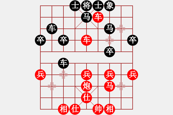 象棋棋譜圖片：池中清水[紅] -VS- 2911865[黑] 五七炮過河車進(jìn)七兵對屏風(fēng)馬 - 步數(shù)：40 