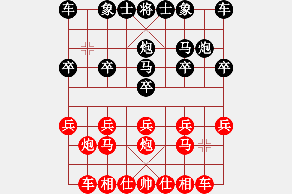 象棋棋譜圖片：贏一盤實(shí)在難[紅先勝] -VS- 靈素倚天[黑] 中炮雙直車對后補(bǔ)列炮 - 步數(shù)：10 