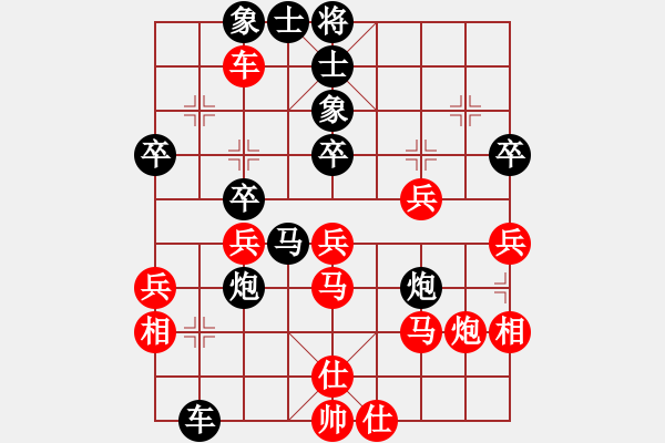 象棋棋譜圖片：中炮七路馬對(duì)屏風(fēng)馬雙炮過(guò)河  黑棄馬   （紅上左士）  風(fēng)中的紅兵(9段)-負(fù)-阿新(5段) - 步數(shù)：40 