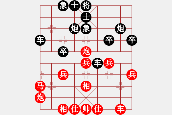 象棋棋譜圖片：旋風(fēng)V5.0先勝巫師業(yè)余級(jí)（五七炮進(jìn)三兵對(duì)屏風(fēng)馬飛左象） - 步數(shù)：40 