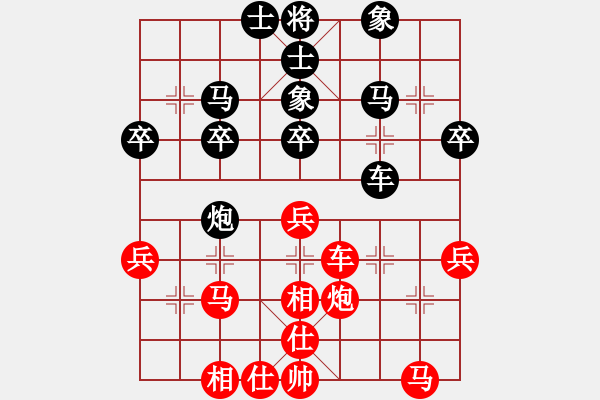 象棋棋譜圖片：中炮進(jìn)三兵對(duì)左炮封車轉(zhuǎn)列炮 紅七路馬洗洗小腳丫(風(fēng)魔)-勝-靠靠靠(北斗) - 步數(shù)：40 