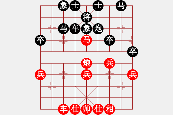 象棋棋譜圖片：戰(zhàn)馬獨回(4段)-和-河東棋士(3段) - 步數：40 