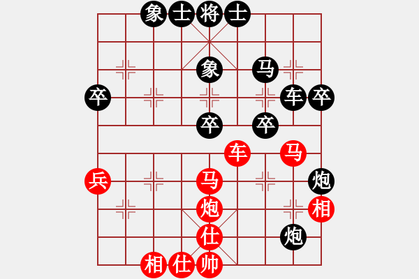 象棋棋譜圖片：中炮七路馬對(duì)屏風(fēng)馬雙炮過河 二 - 步數(shù)：40 