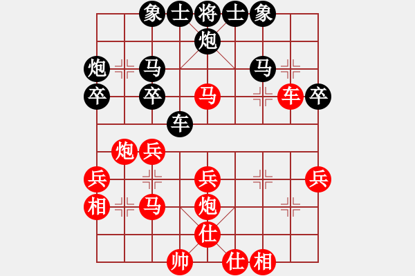 象棋棋譜圖片：貓狗好(1段)-和-業(yè)余棋軟(2段) - 步數(shù)：30 