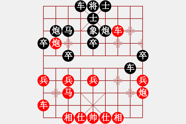 象棋棋譜圖片：順炮橫車對直車巡河  nzbdwmee(2級)-勝-牛橋一霸(8級) - 步數(shù)：30 