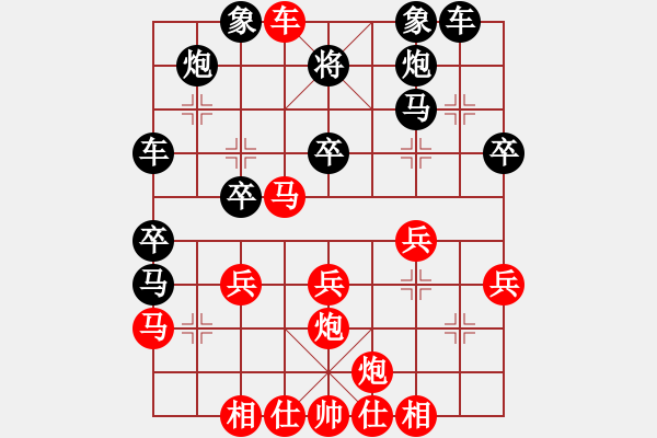 象棋棋譜圖片：五七炮對(duì)屏風(fēng)馬卒林車黑方失誤后 - 步數(shù)：40 