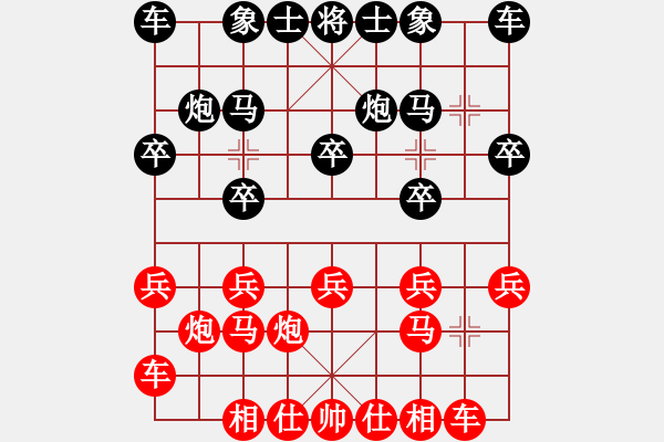 象棋棋譜圖片：過(guò)宮炮對(duì)黑3路卒左士角炮（和棋） - 步數(shù)：10 