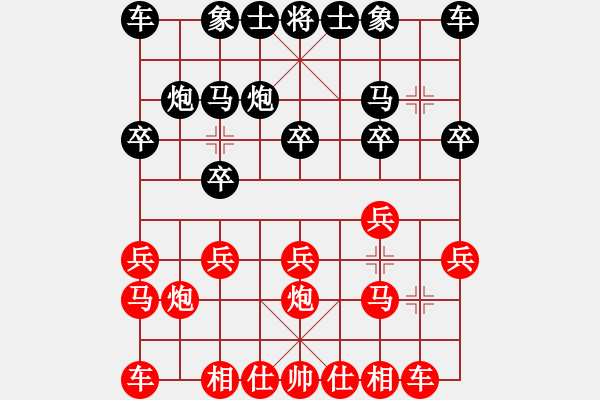 象棋棋譜圖片：中炮對反宮馬（紅勝） - 步數(shù)：10 