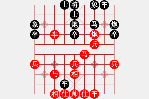 象棋棋譜圖片：過(guò)宮炮正馬對(duì)黑左正馬三步虎（旋風(fēng)V7.0先勝巫師專業(yè)級(jí)） - 步數(shù)：30 