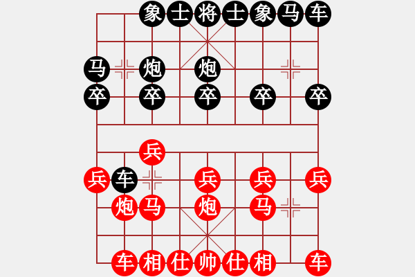 象棋棋譜圖片：夏激揚(yáng)紅和葬心〖仙人指路轉(zhuǎn)左中炮對(duì)卒底炮轉(zhuǎn)順炮〗｛注｝ - 步數(shù)：10 