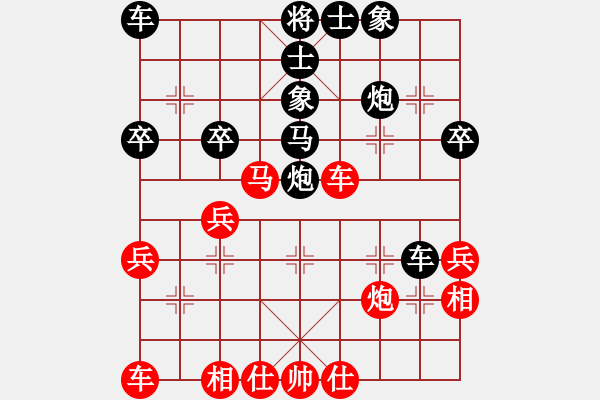 象棋棋譜圖片：第017局中炮過(guò)河車對(duì)屏風(fēng)馬左馬盤河(紅進(jìn)中兵)式 - 步數(shù)：30 