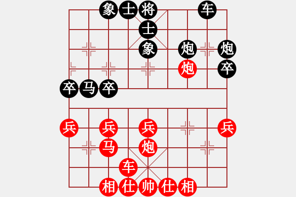 象棋棋譜圖片：五八對3.右橫。炮八平三。車九進一。車一平四 - 步數(shù)：30 