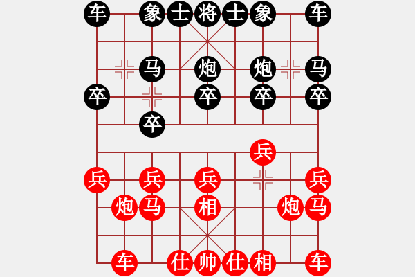 象棋棋譜圖片：2023.5.17.15后負(fù)飛相局對(duì)左中炮 - 步數(shù)：10 