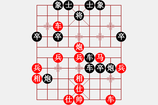 象棋棋譜圖片：中炮七路馬對(duì)屏風(fēng)馬雙炮過(guò)河的一路變化 - 步數(shù)：40 