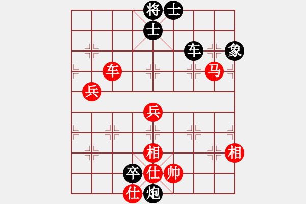 象棋棋譜圖片：中炮七兵七路馬對(duì)屏風(fēng)馬紅棄兵（和棋） - 步數(shù)：100 