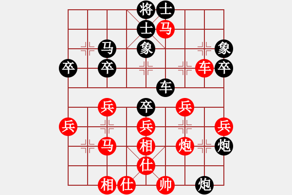 象棋棋譜圖片：仙人指路對(duì)過宮炮 （紅進(jìn)馬 ）   象棋勢(shì)家(日帥)-和-鶴城之智者(9段) - 步數(shù)：40 