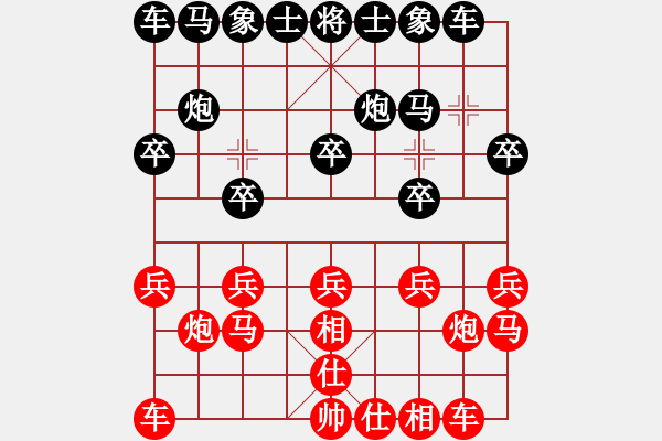 象棋棋譜圖片：飛相對(duì)右士角炮閩南人(9段)-和-瓜瓜是蛋蛋(人王) - 步數(shù)：10 