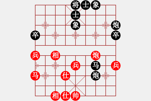 象棋棋譜圖片：JEV五八炮巡河車兌車對屏風(fēng)馬挺7卒左邊炮 - 步數(shù)：40 