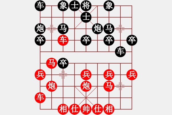 象棋棋譜圖片：順炮直車應(yīng)雙橫車正馬進(jìn)七兵（和棋） - 步數(shù)：20 