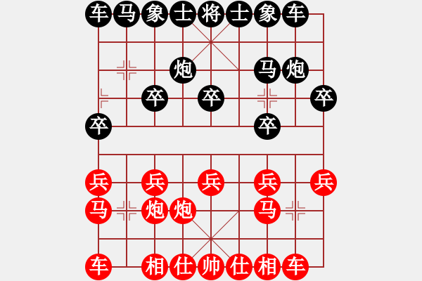 象棋棋谱图片：mmm333[红] -VS- bbboy002[黑] - 步数：10 