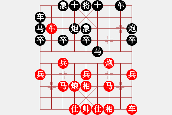 象棋棋谱图片：张申宏     先和 何刚       - 步数：20 