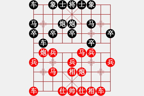 象棋棋譜圖片：夏激揚(yáng)紅勝guoyanjun001【順炮直車對(duì)緩開車】 - 步數(shù)：20 