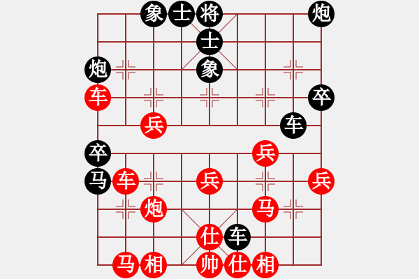 象棋棋譜圖片：五七炮進(jìn)三兵對(duì)屏風(fēng)馬（四）(呂欽先手布局) - 步數(shù)：40 