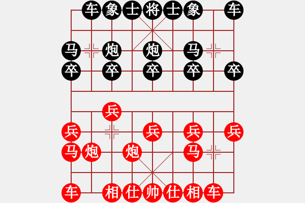 象棋棋譜圖片：過宮炮直車對左中炮：偏鋒炮王[紅] -VS- 外面雨停了[黑] - 步數(shù)：10 