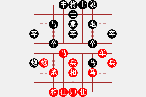 象棋棋譜圖片：中炮巡河炮對(duì)屏風(fēng)馬（黑馬7進(jìn)8） 對(duì)佳局自天成 nzbdwmaa - 步數(shù)：30 