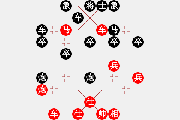 象棋棋譜圖片：順炮直車(chē)對(duì)橫車(chē)黑平邊炮01變 - 步數(shù)：40 