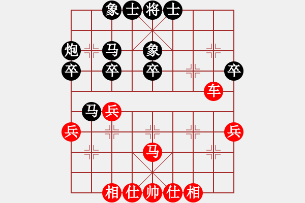 象棋棋譜圖片：陳志軍紅先和高隆忠（中炮巡河跑對(duì)屏風(fēng)馬） - 步數(shù)：38 