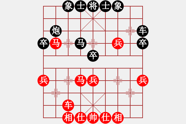 象棋棋譜圖片：順炮直車對(duì)緩開(kāi)駒紅先上馬黑卒3進(jìn)1變例炮2平3敗招變化（八）黑逃卒 - 步數(shù)：40 