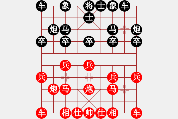 象棋棋譜圖片：11444局 C03-中炮七路馬對(duì)屏風(fēng)馬-天天AI選手 紅先負(fù) 小蟲引擎24層 - 步數(shù)：10 