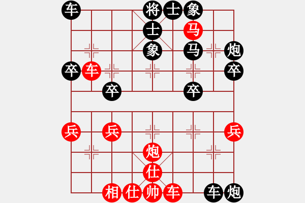 象棋棋譜圖片：4a13-4（）直車 提炮護卒 棄雙炮換馬炮 臥槽馬 解殺還殺 - 步數(shù)：43 