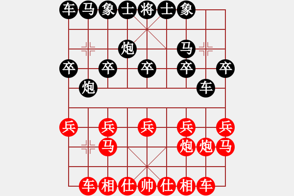 象棋棋譜圖片：金鉤炮 對 過宮炮 - 步數(shù)：10 