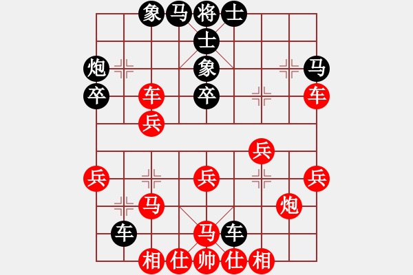 象棋棋譜圖片：20170429 先負天天業(yè)6-3 五九炮過河車對屏風馬平炮兌車 黑車8進8 象7進5 卒7進1 - 步數(shù)：40 