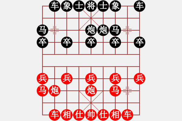 象棋棋譜圖片：列炮局黑56炮左正馬右邊馬（紅略優(yōu)） - 步數(shù)：10 