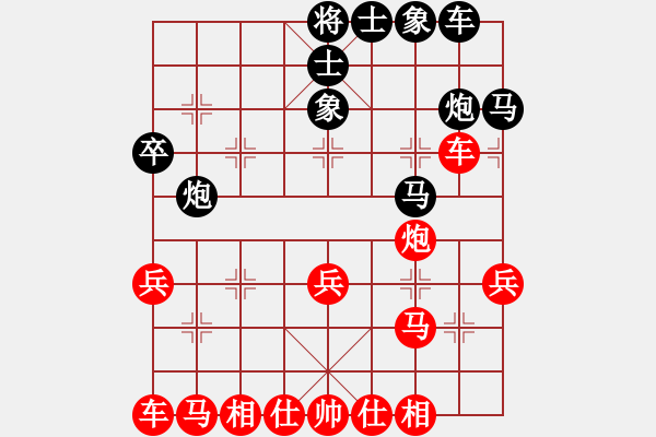 象棋棋譜圖片：5966局 B00-中炮局-旋九專雙核-入門(mén) 紅先勝 旋風(fēng)引擎24層 - 步數(shù)：30 