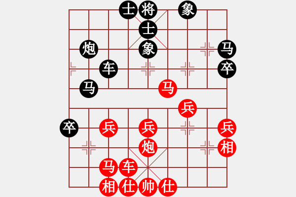 象棋棋譜圖片：五七炮進(jìn)三兵對(duì)屏風(fēng)馬飛右象(旋風(fēng)14層拆棋)和棋* - 步數(shù)：40 