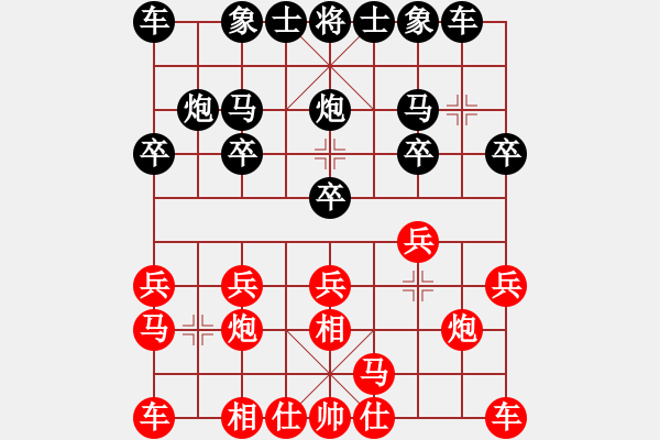 象棋棋譜圖片：左中炮直橫車緩盤頭破仙指飛相邊馬緩穿宮馬 - 步數(shù)：10 