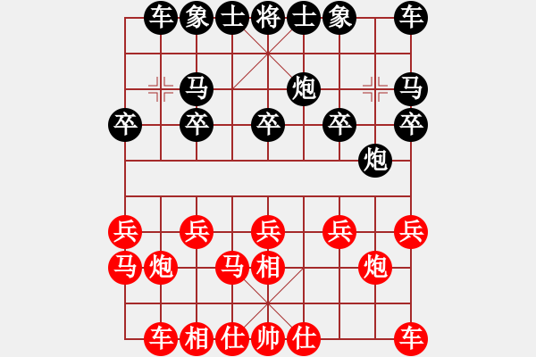 象棋棋譜圖片：hzl5531[紅先負(fù)] -VS- 池中清水[黑] 飛相對(duì)右過(guò)宮炮 - 步數(shù)：10 