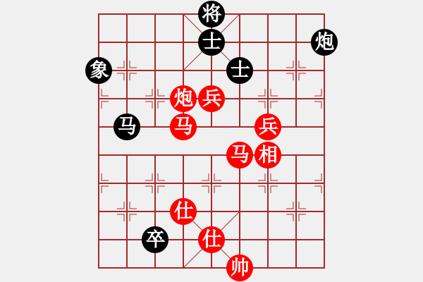 象棋棋譜圖片：五七炮進(jìn)三兵對(duì)屏風(fēng)馬（紅勝） - 步數(shù)：140 